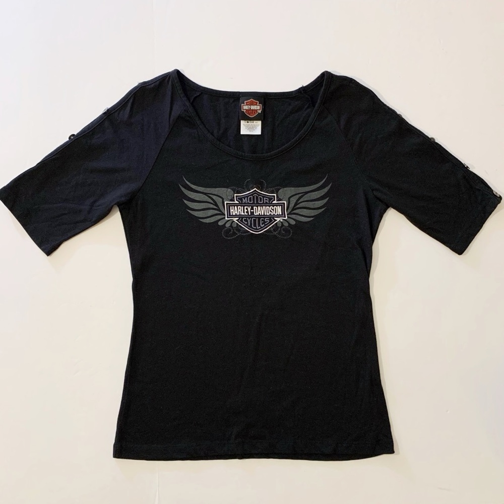 Harley-Davidson Black Women's Short Sleeve Logo Top
